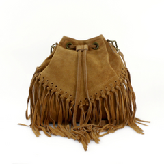 Lulu Real Suede Bucket Bag - Brown
