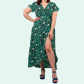 Leone - Leopard and Star Print Wrap Dressj