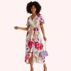 Lucia - Fuchsia Floral Midi Dress