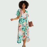 Lucia - Green  Floral Print Midi Dress