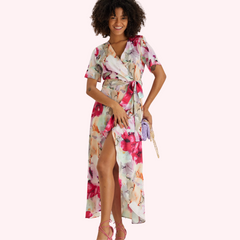 Lucia - Fuchsia Floral Midi Dress