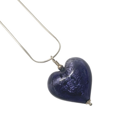 Murano Glass Heart Large Pendant - Royal Purple
