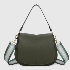Kimmy Faux Leather Shoulder Bag – Olive Vegan Crossbody with Double Zip Compartments