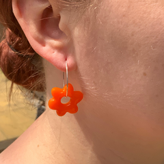 Handmade Orange Flower Earrings
