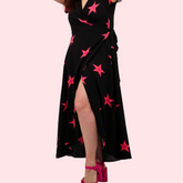Rosa - Black Star Midi Wrap Dress