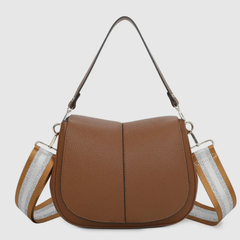 Kimmy Faux Leather Shoulder Bag – Brown | Multi-Compartment Women’s Crossbody Handbag