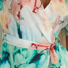 Lucia - Green Floral Print Midi Dress