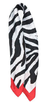 Zebra Print Faux Silk Square Scarf