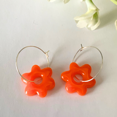 Handmade Orange Flower Earrings