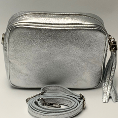 GEMMA Crossbody Leather Bag - Light Silver