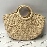 Half Round Woven Straw Bag - Natural