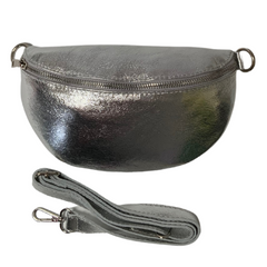 ‘Milano’ Leather Sling Bag - Silver