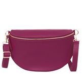 Venezia - Large Leather Crossbody Sling Bag - Berry