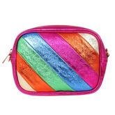 Metallic Leather Bag - Fuchsia Rainbow Stripe