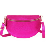 Venezia - Large Leather Crossbody Crossbody Bag - Metallic Fuchsia