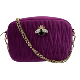 Velvet Rivington Bag with Detachable Pin - Fuchsia
