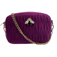 Velvet Rivington Bag with Detachable Pin - Fuchsia