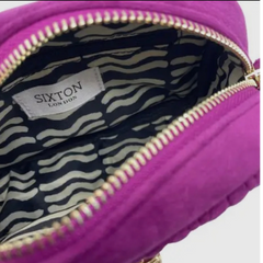 Velvet Rivington Bag with Detachable Pin - Fuchsia