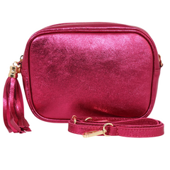 Metallic Leather Bag - Berry