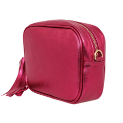 Metallic Leather Bag - Berry