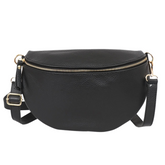 Venezia - Large Leather Crossbody Sling Bag - Black