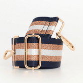 Bag Strap - Navy Gold Glitter Stripe