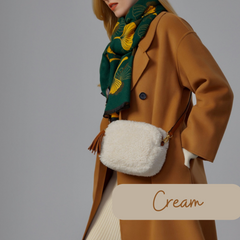 Faux Shearling Crossbody Bag - Cream