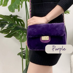 Super Soft Faux Fur Crossbody Bag - Purple