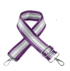 Purple Silver Glitter Stripe Adjustable Woven Bag Strap – Interchangeable Crossbody Shoulder Strap