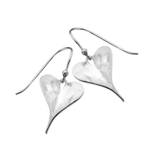 Sterling Silver Leaf Heart Pendant Necklace and Earrings