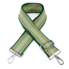 Green & Lime Dots Adjustable Woven Canvas Bag Strap – Interchangeable Crossbody Shoulder Strap