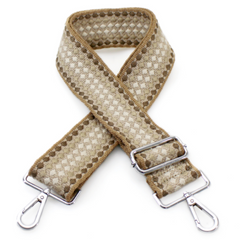 Bag Strap Taupe Dots – Adjustable Woven Canvas Strap