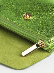 Metallic Leather Purse - Lime