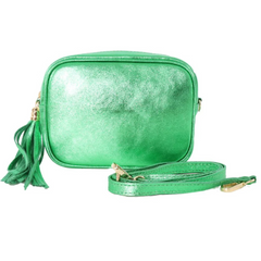 Metallic Leather Bag - Emerald Green