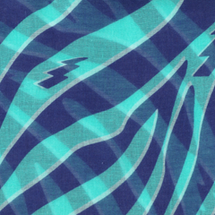 Zebra and Lightning Bolt Print Cotton Scarf - Turquoise Blue