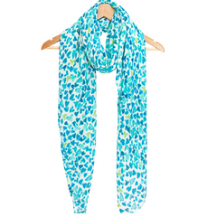 Sketched Love Heart Print Scarf - Blue
