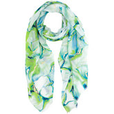 Tie Dye Wave Print Scarf with Gold Metallic Foil - Lime