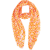 Sketched Love Heart Print Scarf - Orange