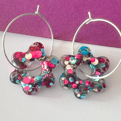 Handmade Sparkling Confetti Flower Earrings
