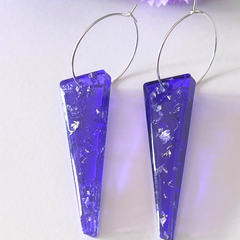 Handmade Purple Triangle Earrings