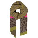 Green/Pink Heavyweight Tiger Leopard Scarf