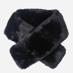 Black Faux Fur Pull Through Scarf | Soft Winter Evening Scarf