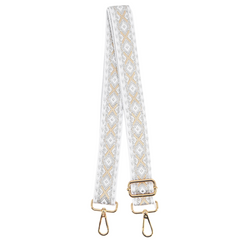 Bag Strap - Silver Geometric Metallic