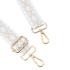 Bag Strap - Silver Geometric Metallic