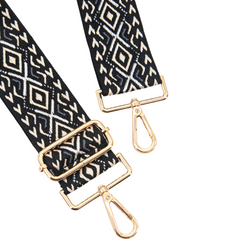 Bag Strap - Black Geometric Metallic