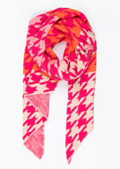 Fuchsia/Orange Houndstooth Heavyweight Scarf