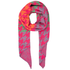 Fuchsia Multi Colour Houndstooth Heavyweight Scarf