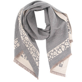 Grey/Light Pink, Leopard Heavyweight Scarf