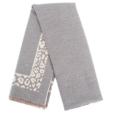 Grey/Light Pink, Leopard Heavyweight Scarf
