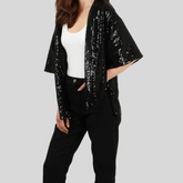 Black Sequin Kimono Jacket